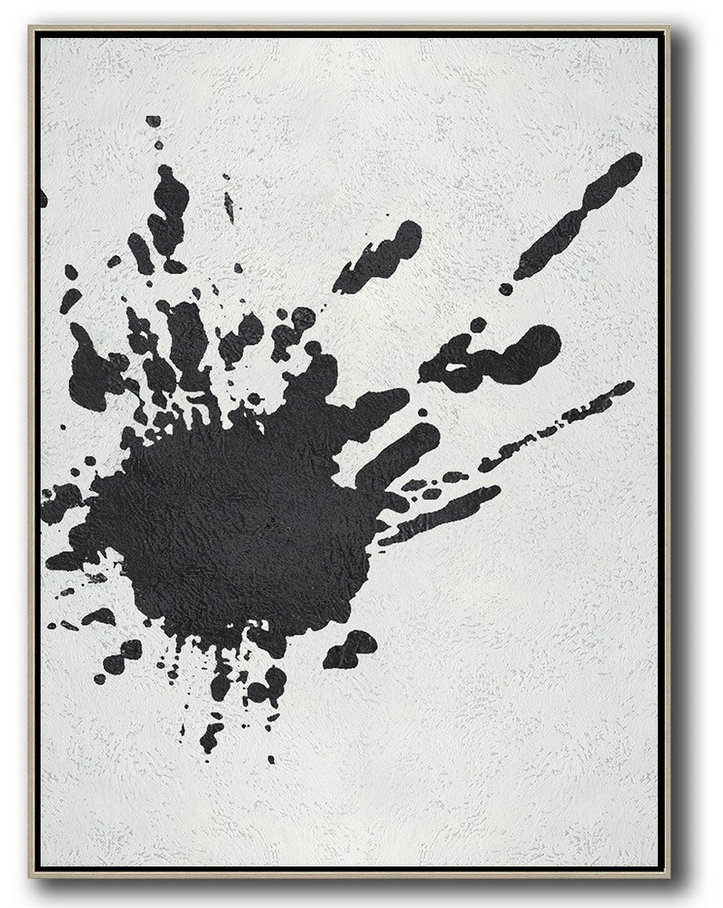 Art Work,Black And White Minimalist Painting On Canvas - Abstract Painting Modern Art